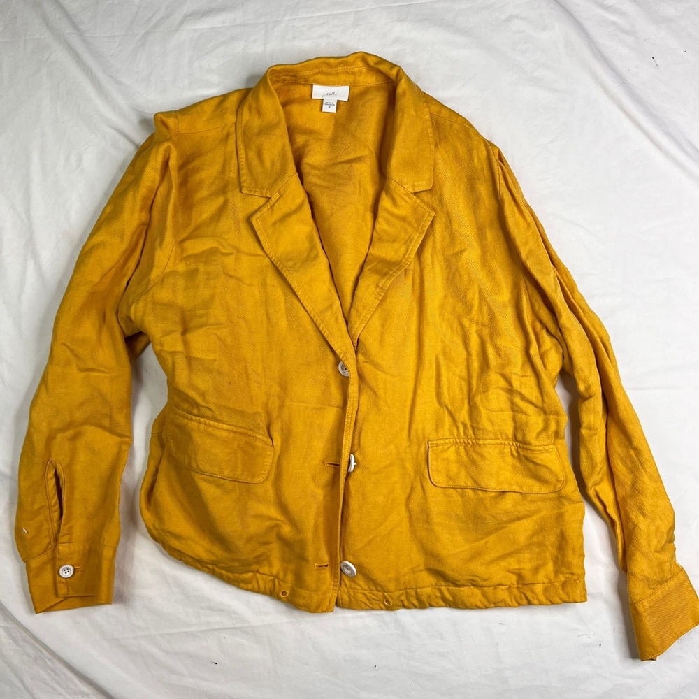 J JILL Linen Blend Long Sleeve Light Blazer Jacket Button Front Jacket M A031024